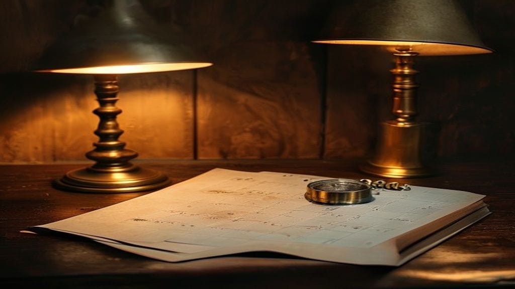 A vintage wall calendar on a dark wooden desk with the final page partially torn off revealing the next month